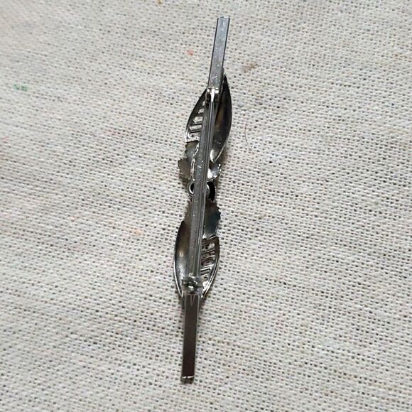 Vintage Silver Bar Brooch Unisex Victorian Revival Pin Retro Costume Jewelry - Picture 5 of 6